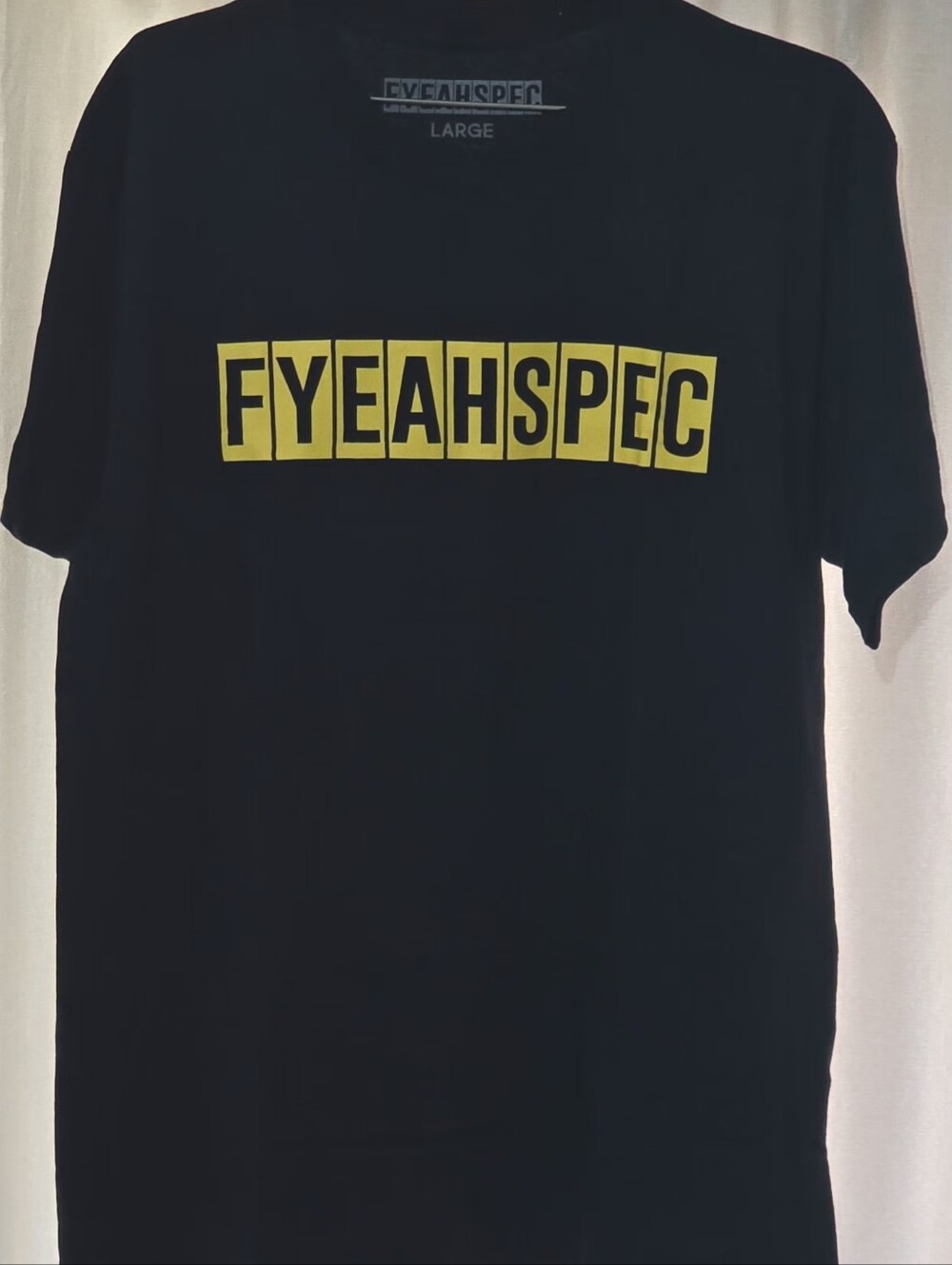 FYEAHSPEC Black Yellow Logo T-Shirt Men's Large 100% Cotton JDM Automotive Merch